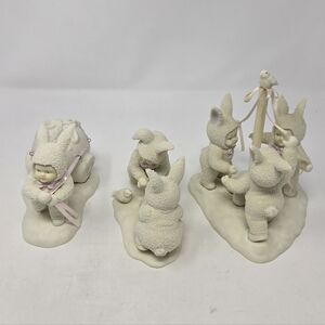 VINTAGE DEPT 56 SNOWBUNNIES EASTER BUNDLE SET OF 3 FIGURINES COLLECTIBLE 1994/95